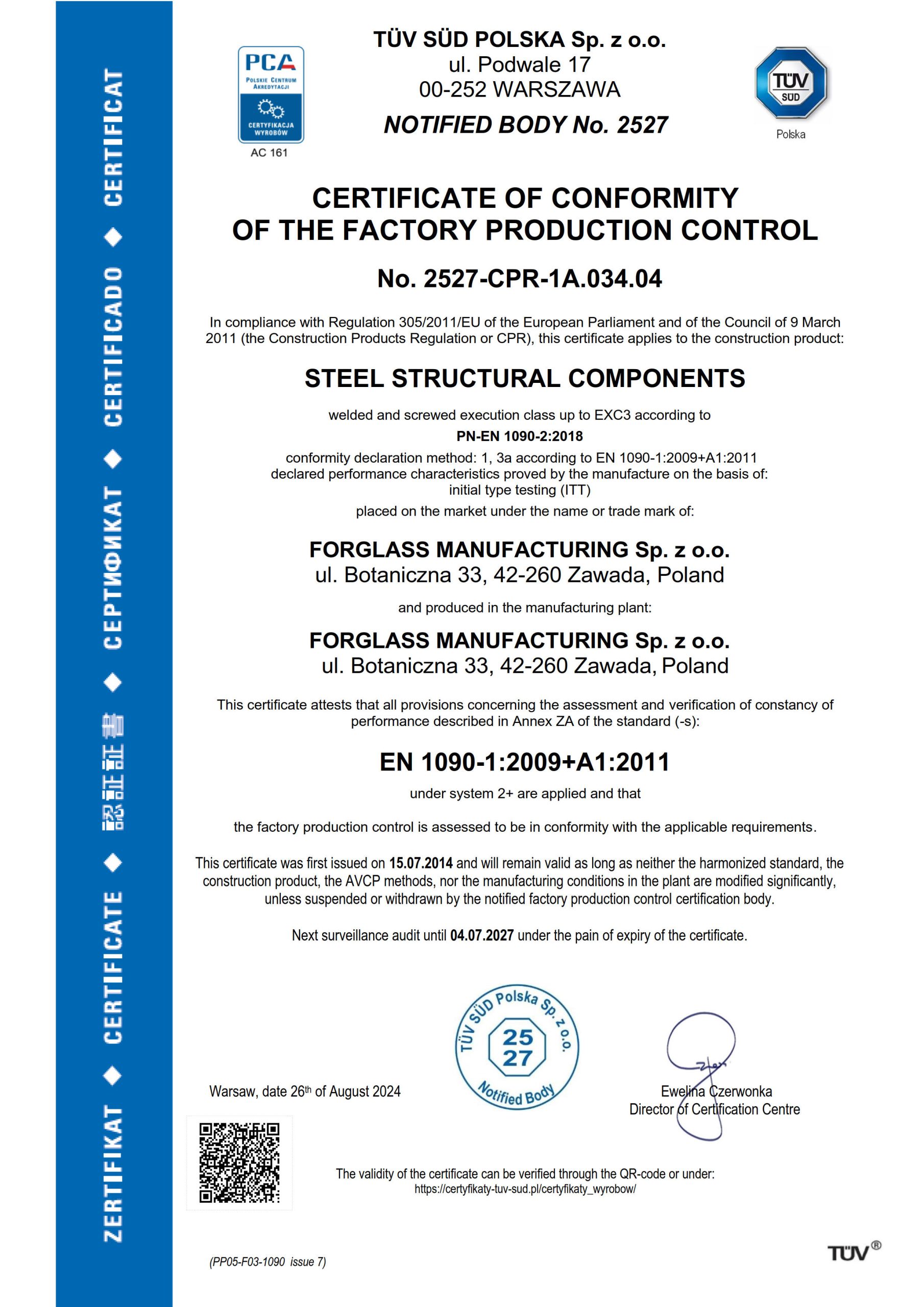 Certificates 1090-1 – Forglass