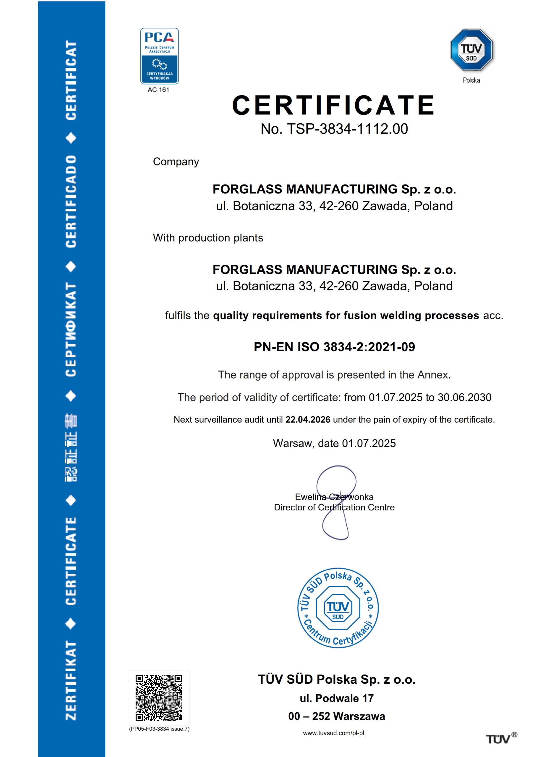 Certificates – Forglass
